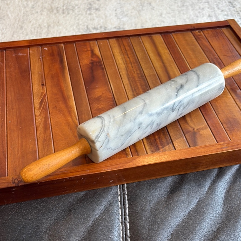 Gray and Brown Marble Rolling Pin for Bakeware